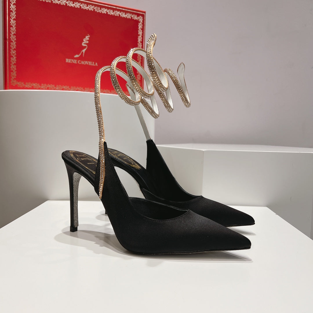 Zapatos de tacón con tira trasera y diseño de serpiente Cleo