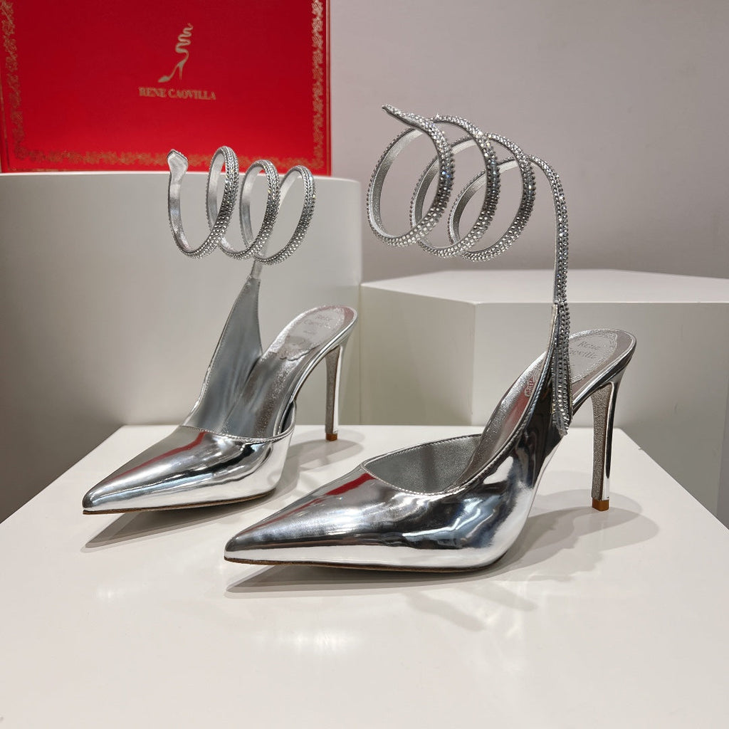 Zapatos de tacón con tira trasera y diseño de serpiente Cleo