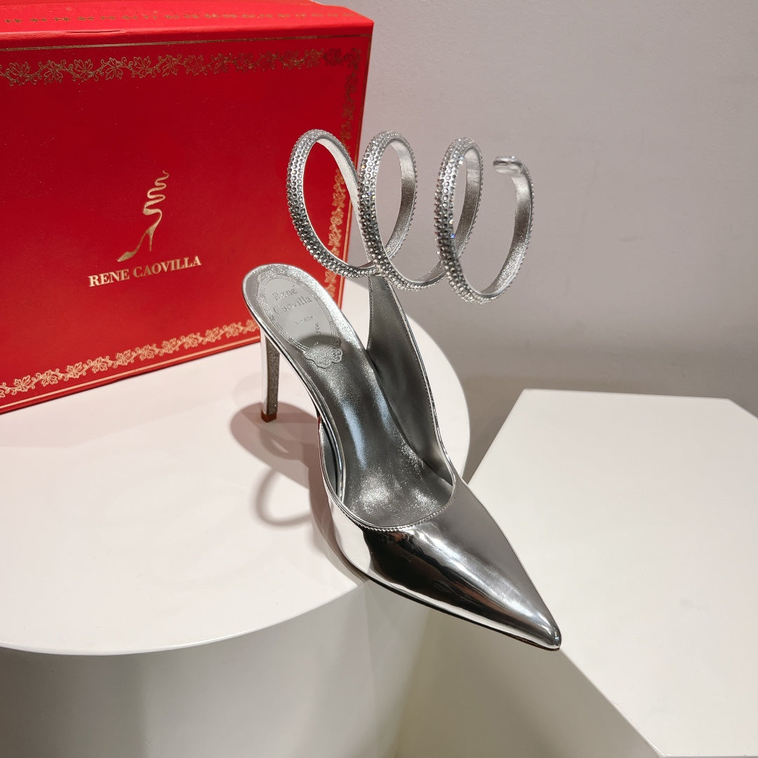 Zapatos de tacón con tira trasera y diseño de serpiente Cleo