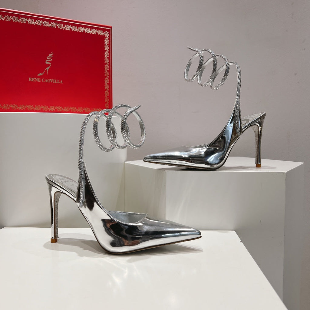 Zapatos de tacón con tira trasera y diseño de serpiente Cleo