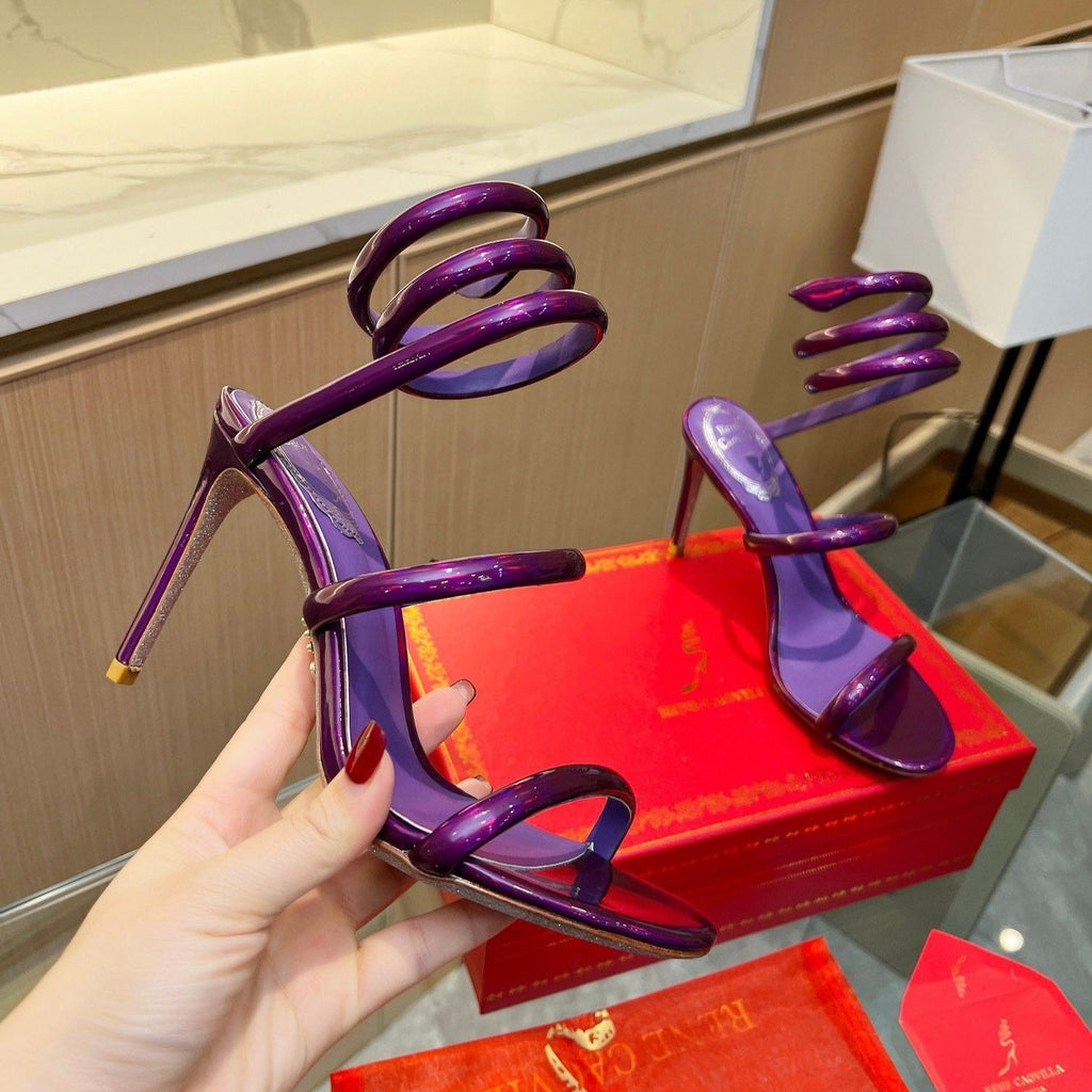Sandalias de cristal con forma de serpiente de terciopelo