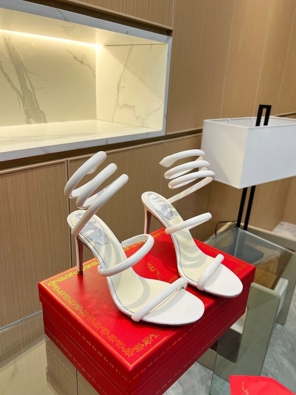 Sandalias de cristal con forma de serpiente de terciopelo
