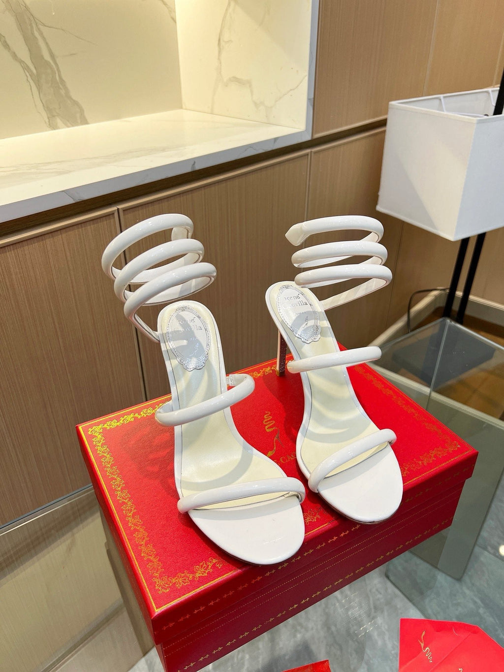 Sandalias de cristal con forma de serpiente de terciopelo