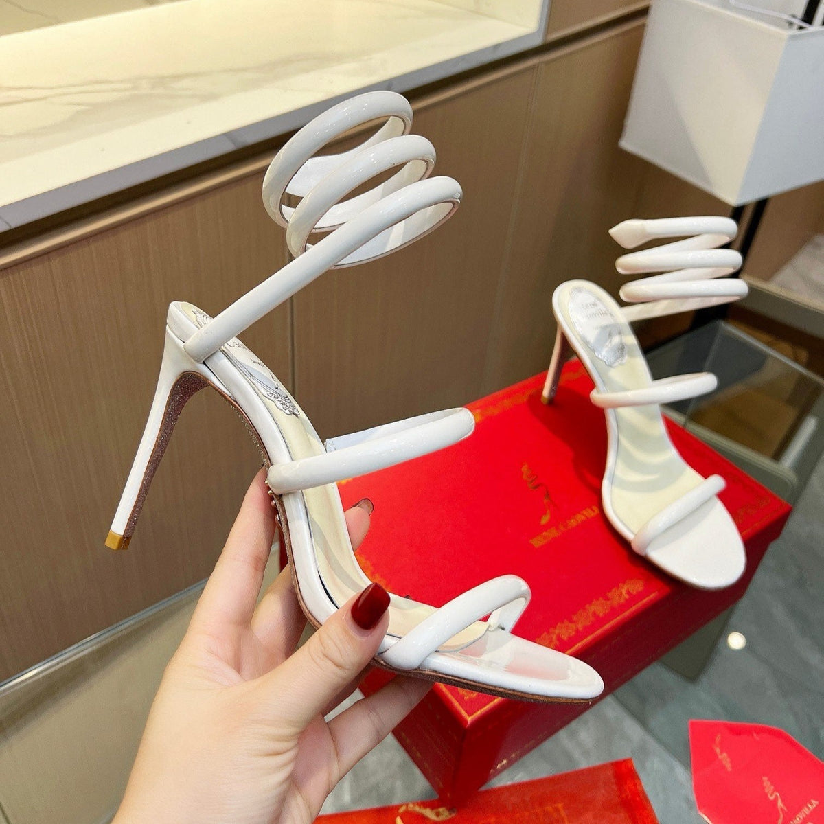 Sandalias de cristal con forma de serpiente de terciopelo