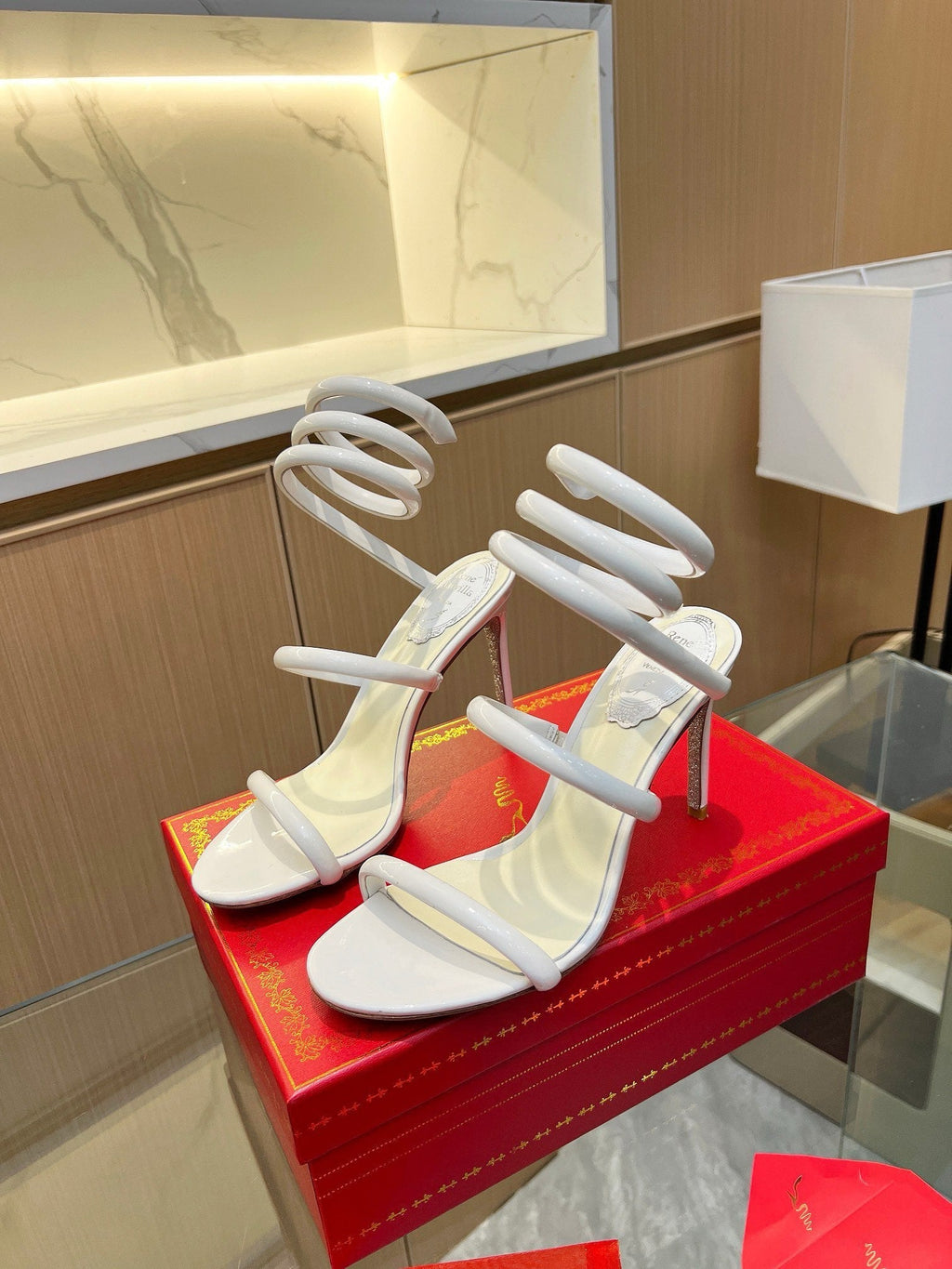 Sandalias de cristal con forma de serpiente de terciopelo