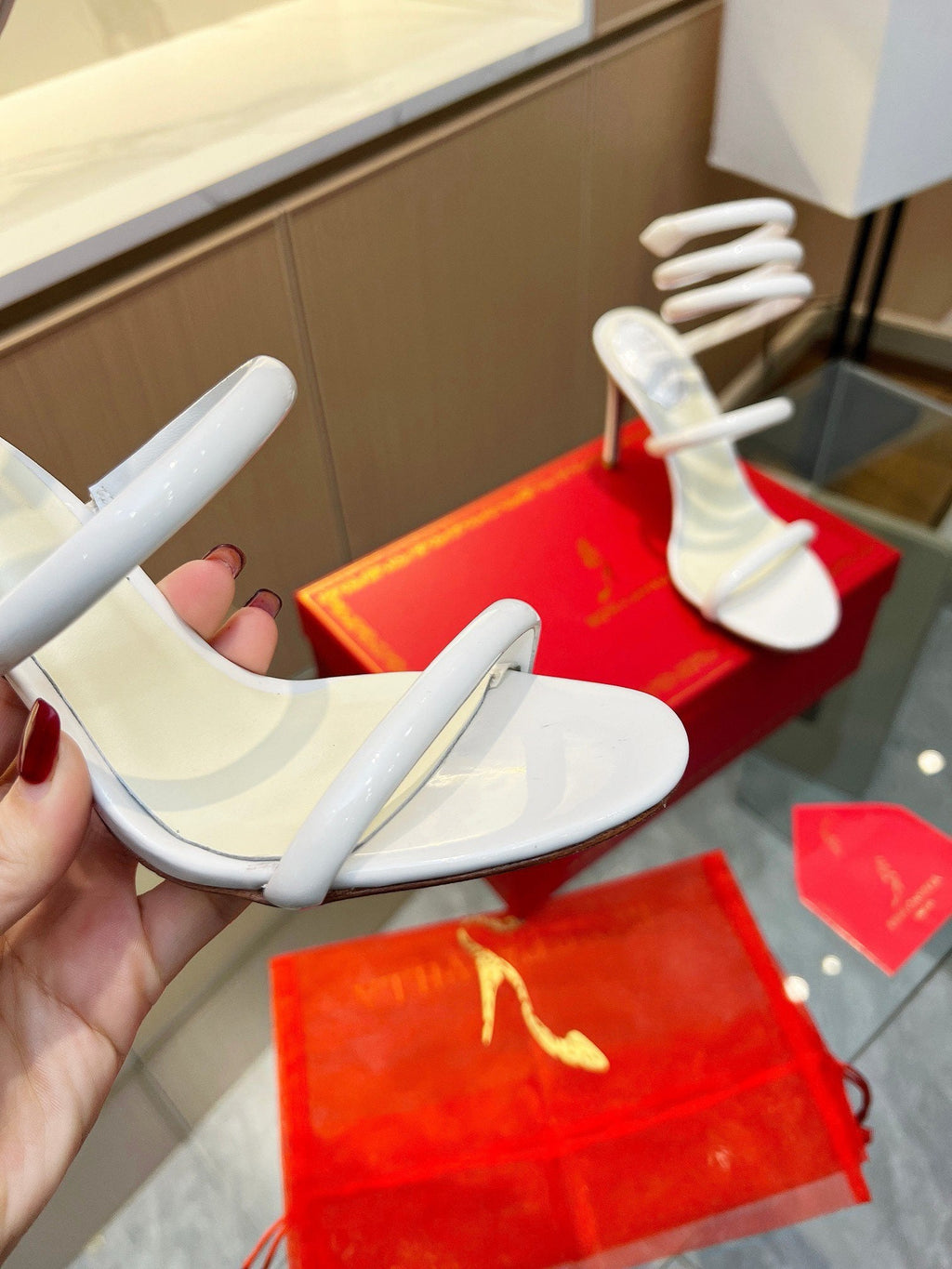 Sandalias de cristal con forma de serpiente de terciopelo