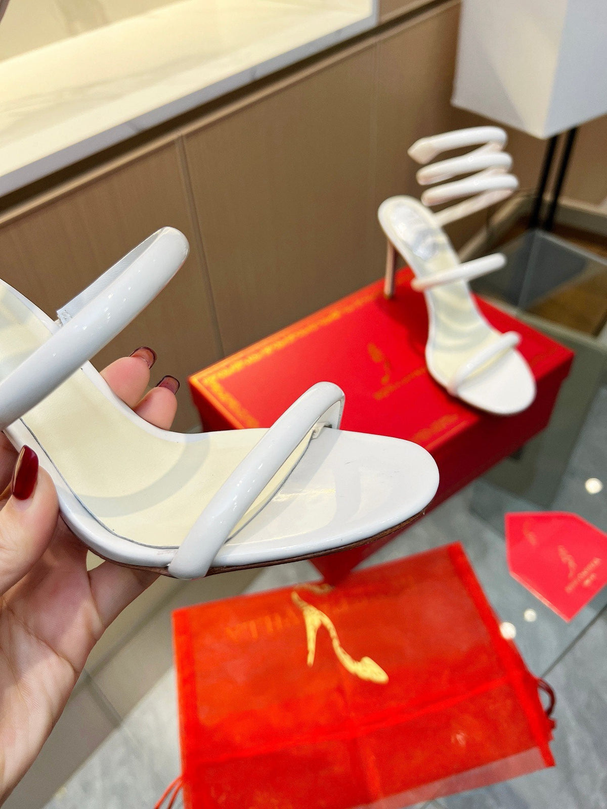 Sandalias de cristal con forma de serpiente de terciopelo