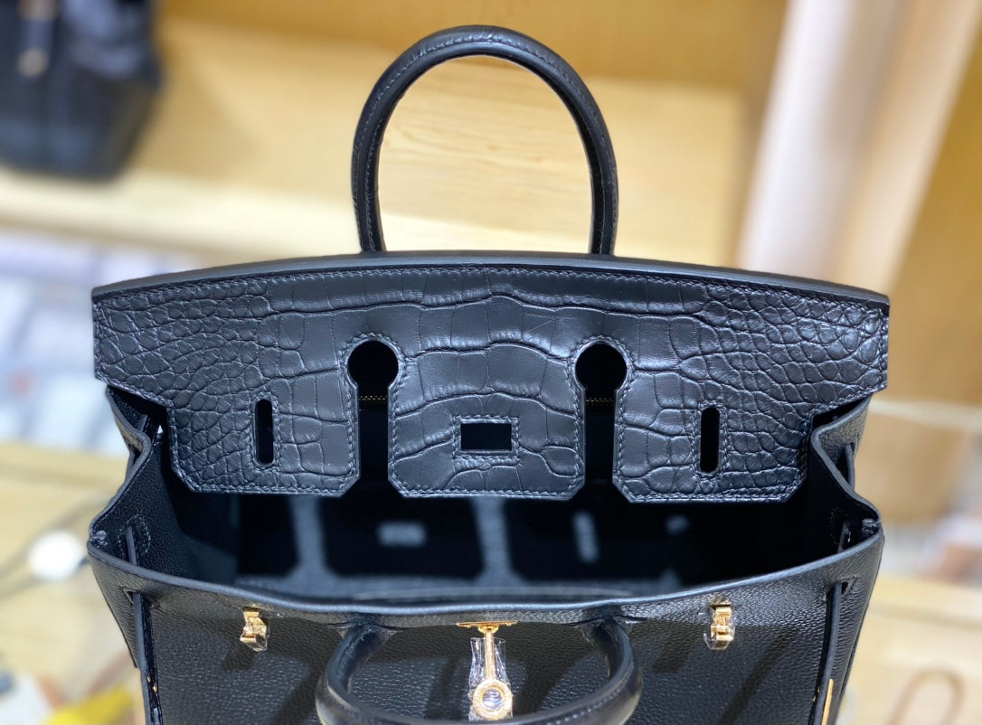 Bolso mate de cocodrilo y piel de togo de 25 pulgadas