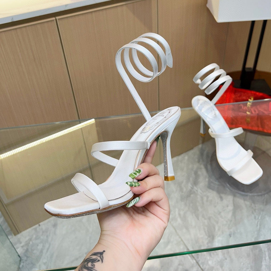 Sandalias de cristal con forma de serpiente de seda