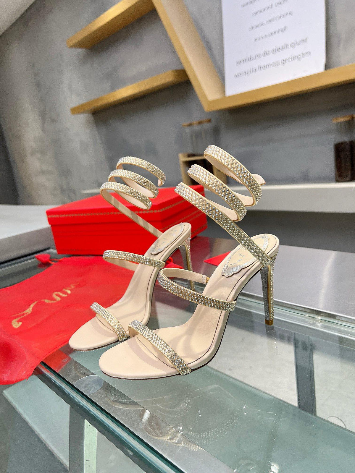 Sandalias de cristal con forma de serpiente de seda