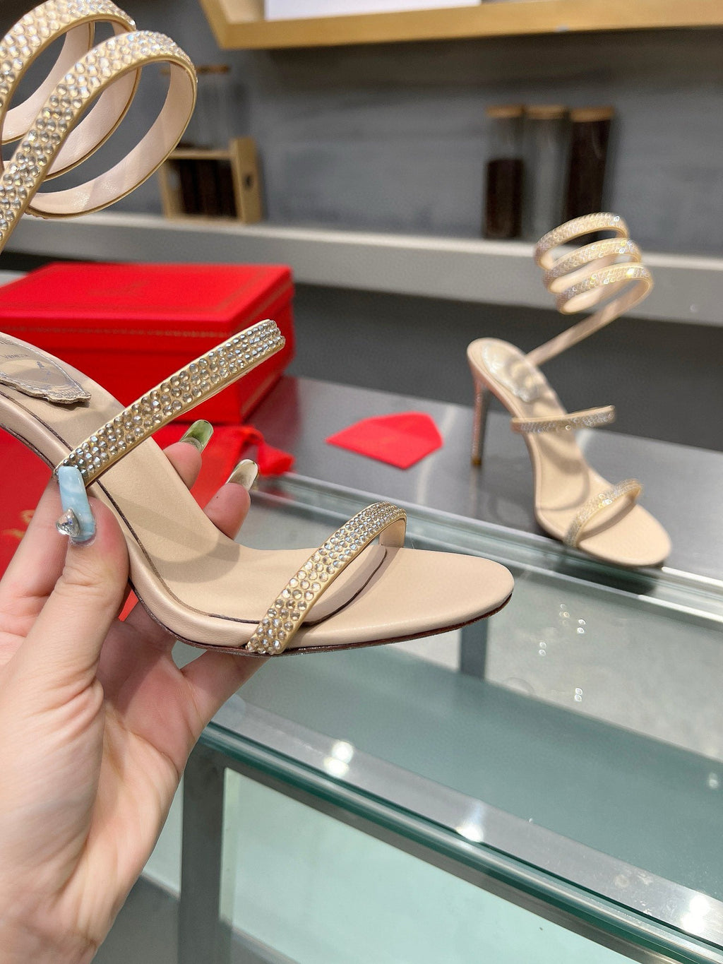 Sandalias de cristal con forma de serpiente de seda