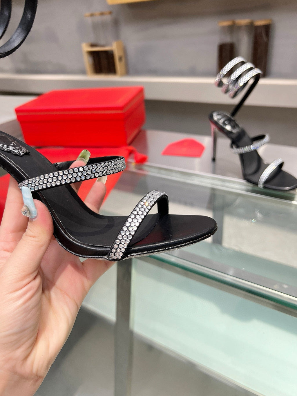 Sandalias de cristal con forma de serpiente de seda