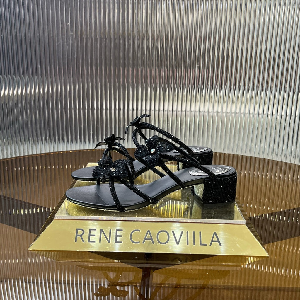 Sandalias de cristal con flores de encaje