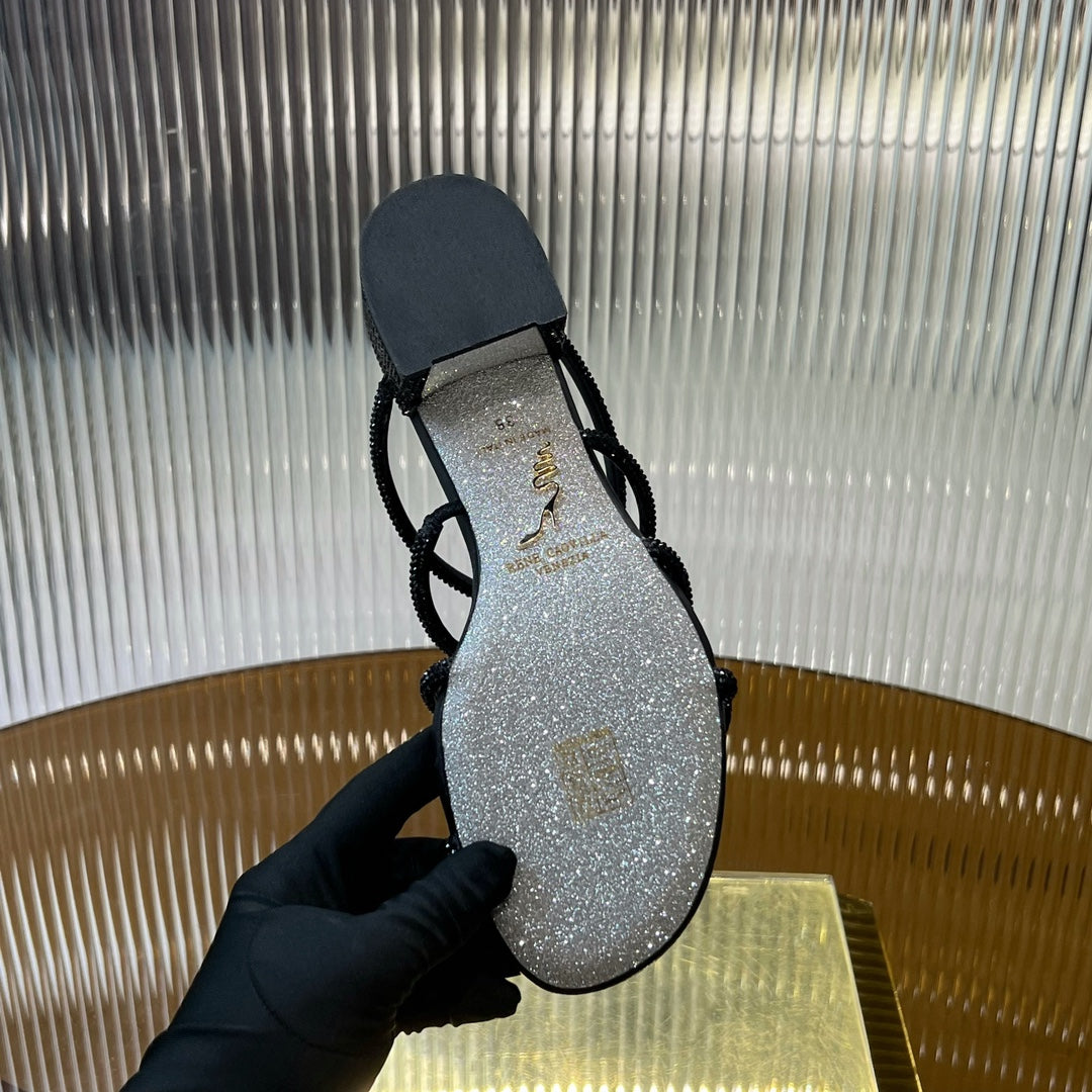 Sandalias de cristal con flores de encaje
