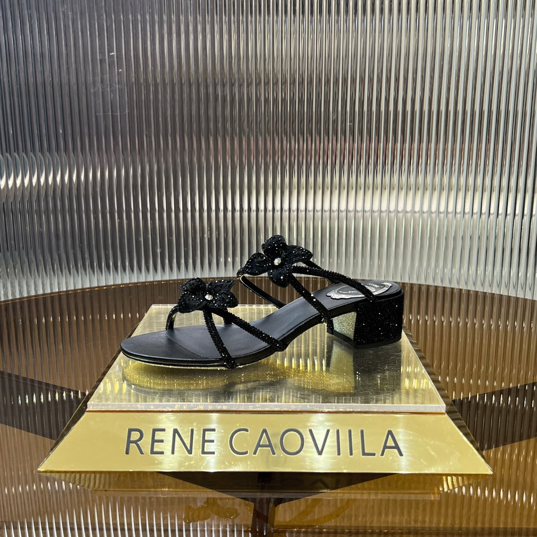 Sandalias de cristal con flores de encaje