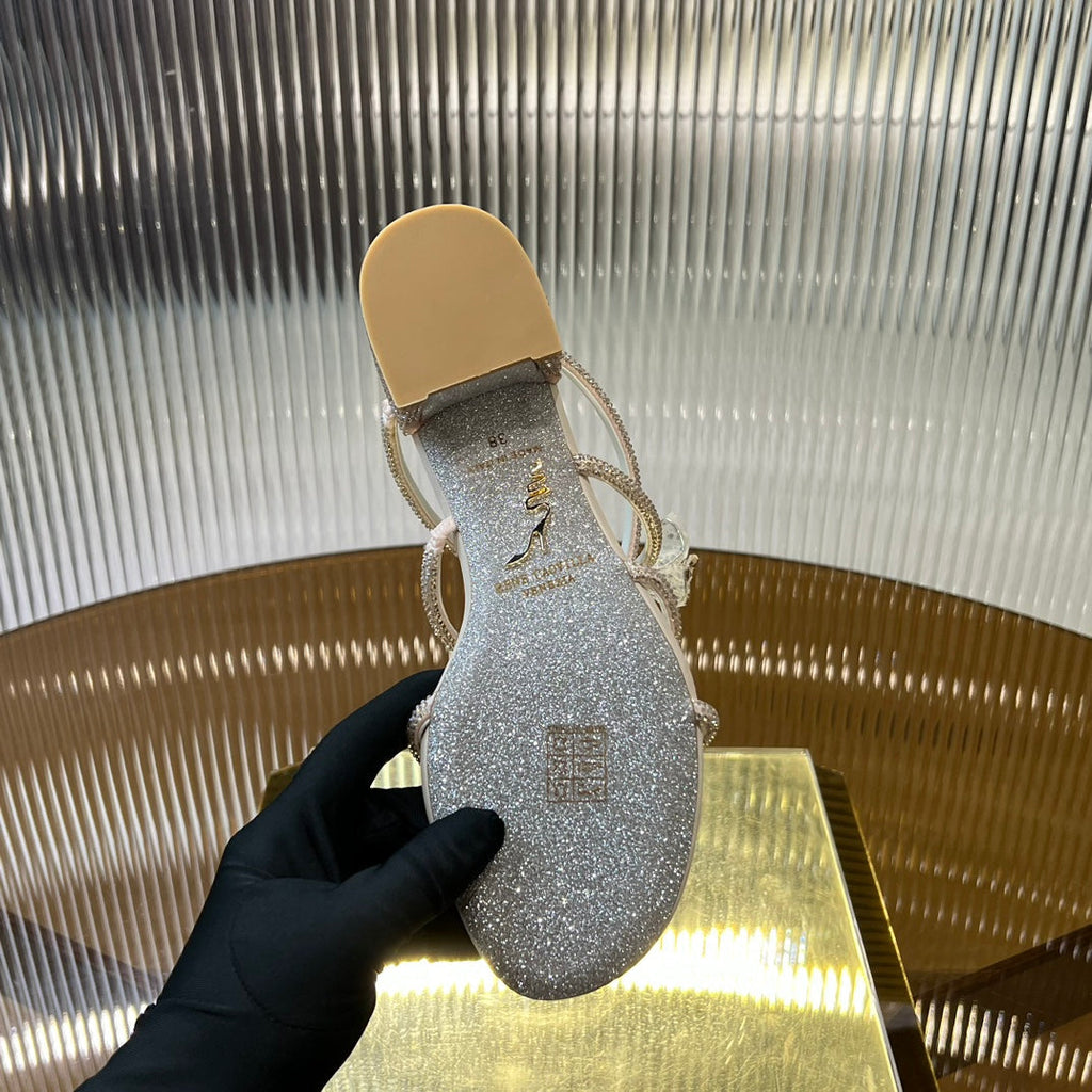 Sandalias de cristal con flores de encaje