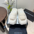 Pantuflas de plataforma de piel de oveja para mujer