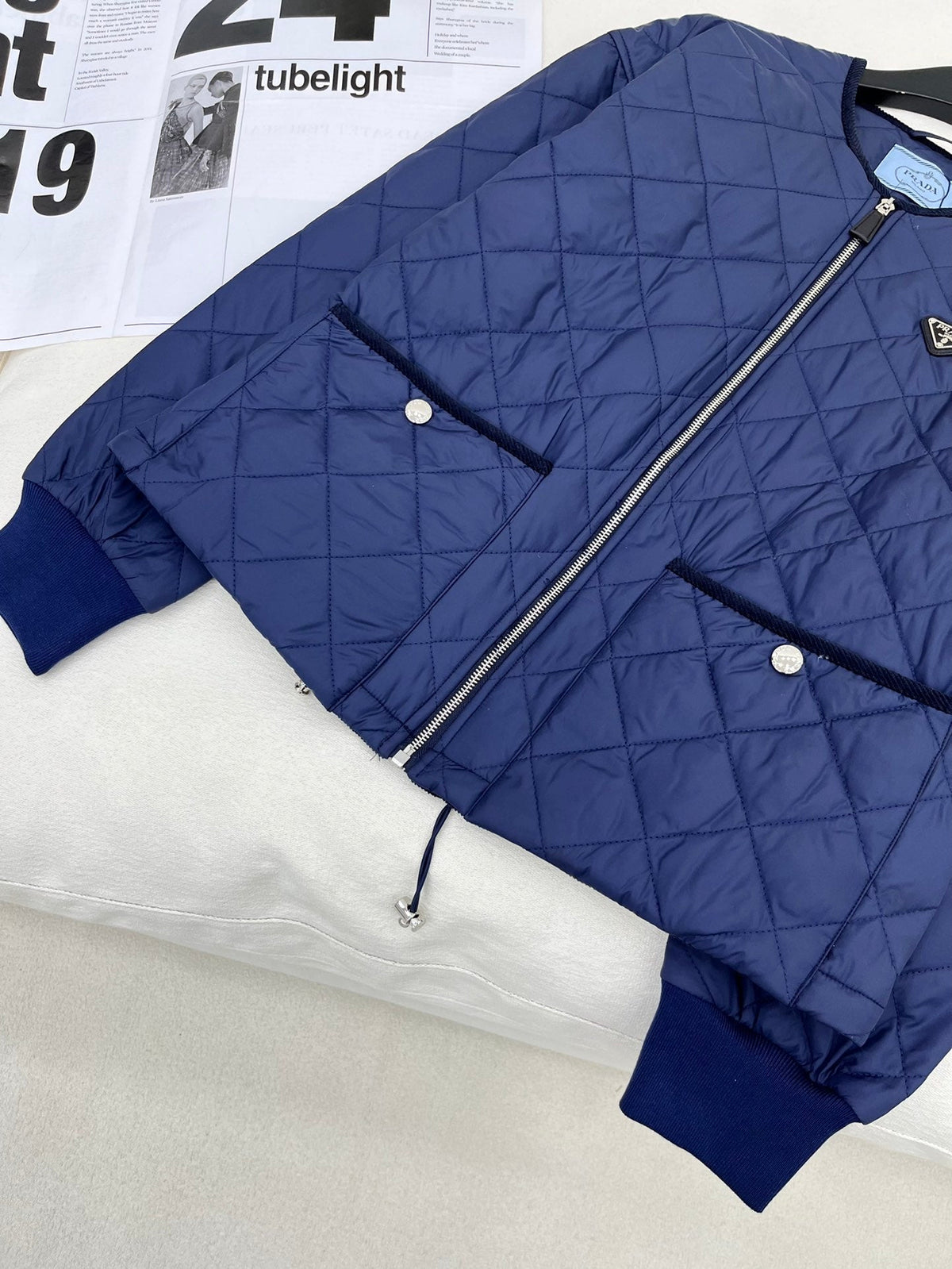 Chaqueta de algodón acolchada con rombos