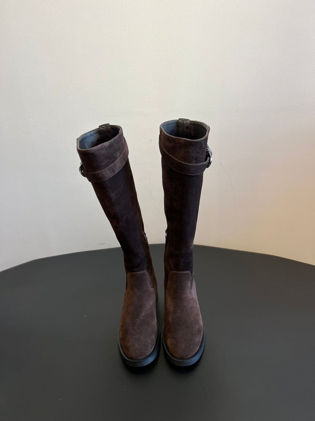 Botas altas de piel para mujer con hebilla