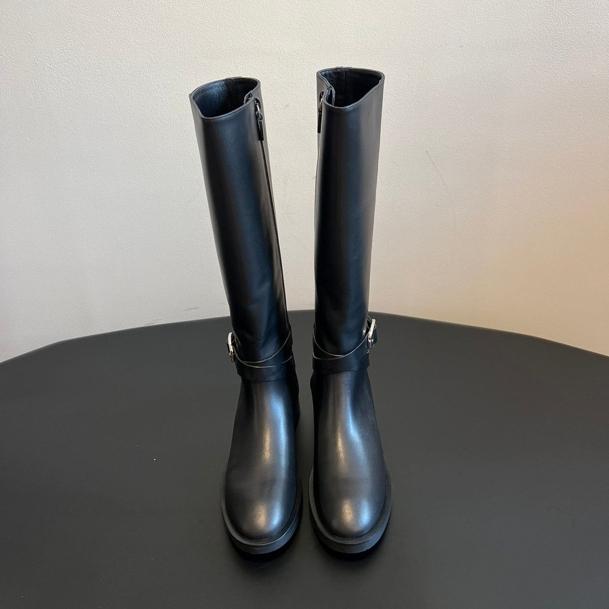 Botas de ante y piel de becerro para mujer con hebilla