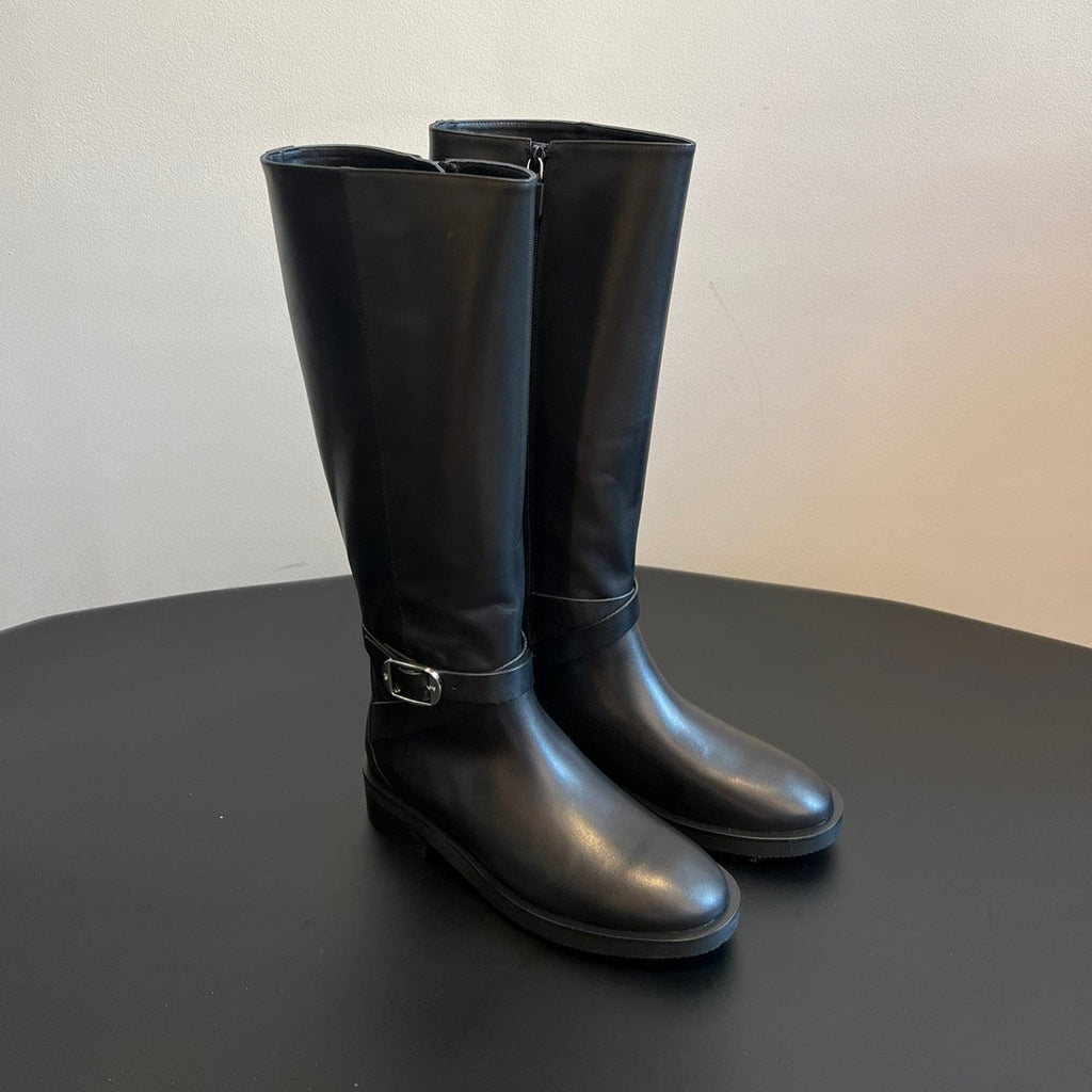 Botas de ante y piel de becerro para mujer con hebilla