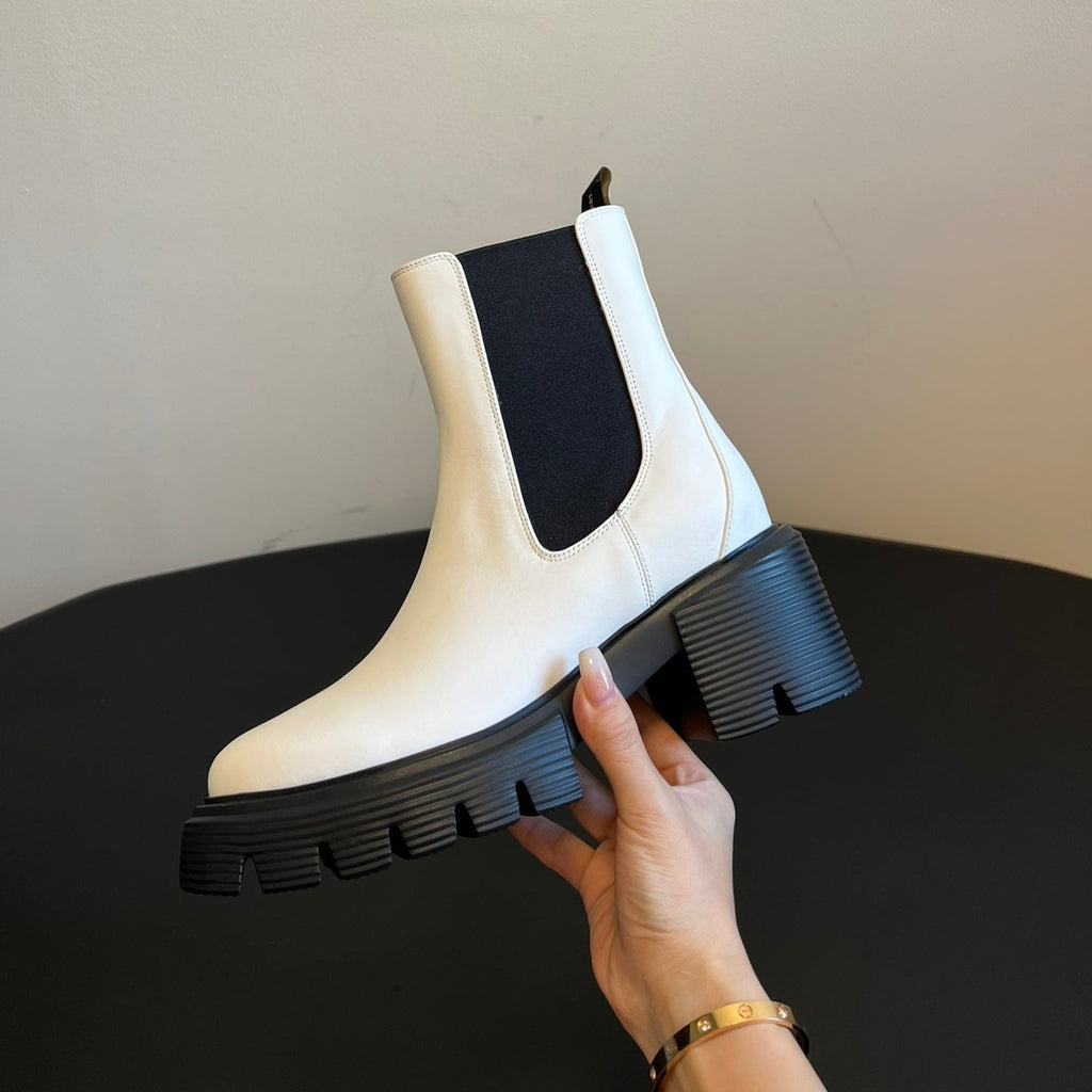 Botines de plataforma de piel para mujer