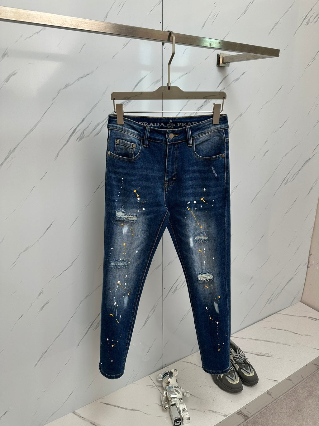Pantalones vaqueros de mezclilla lavada premium para hombre