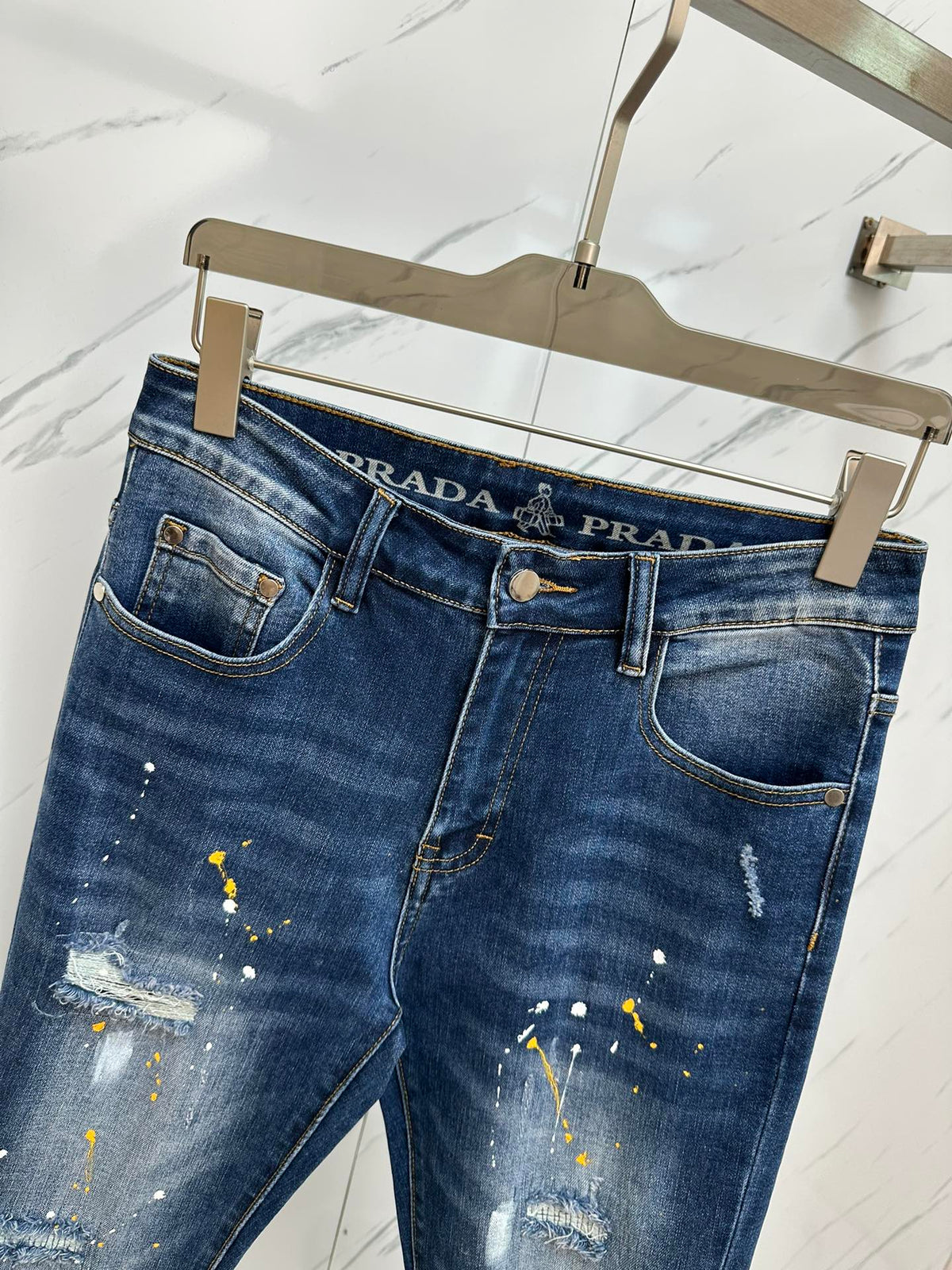 Pantalones vaqueros de mezclilla lavada premium para hombre