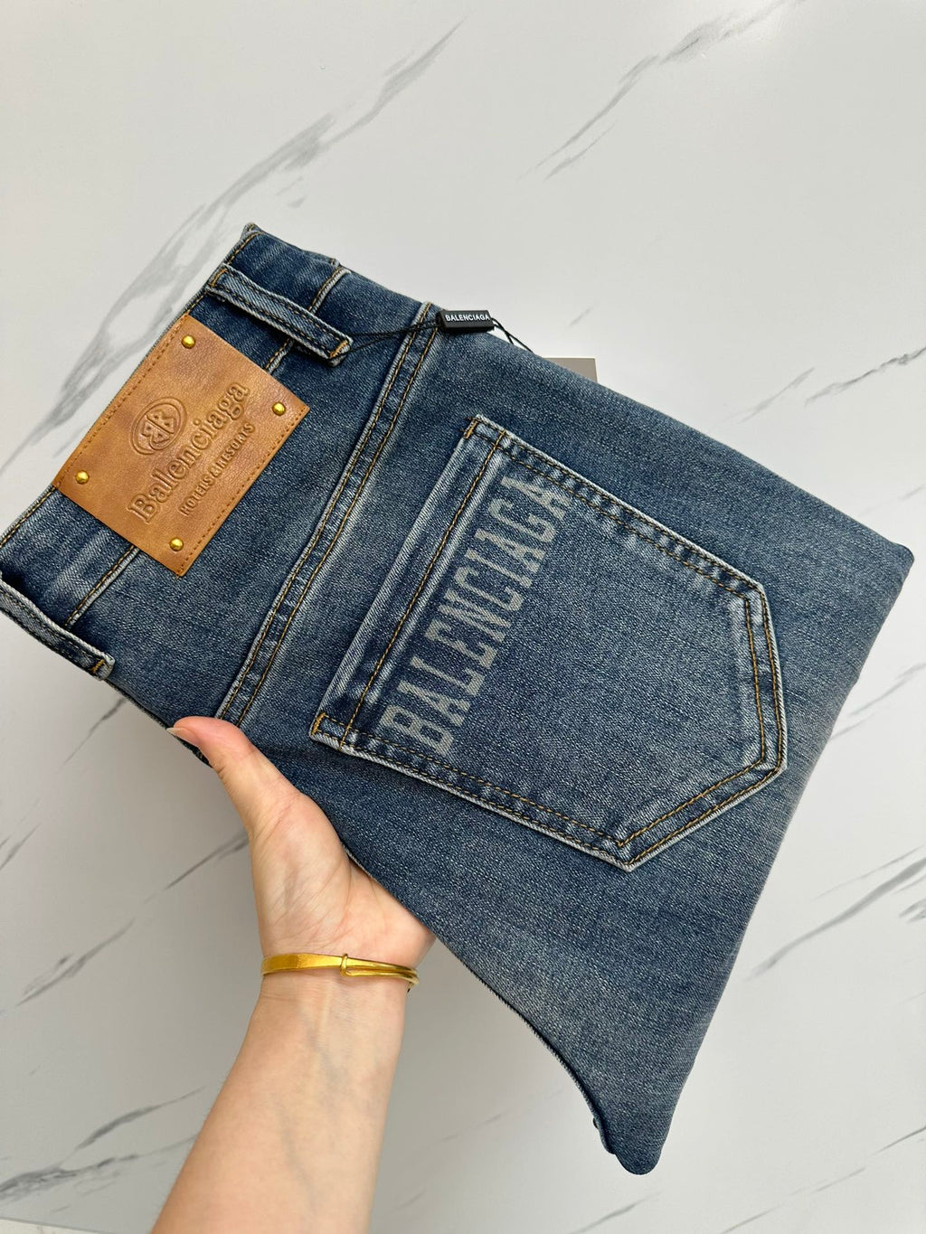 Pantalones vaqueros de mezclilla lavada de diseñador para hombre