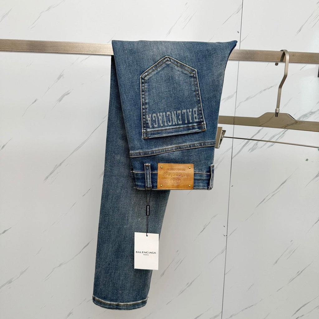 Pantalones vaqueros de mezclilla lavada de diseñador para hombre