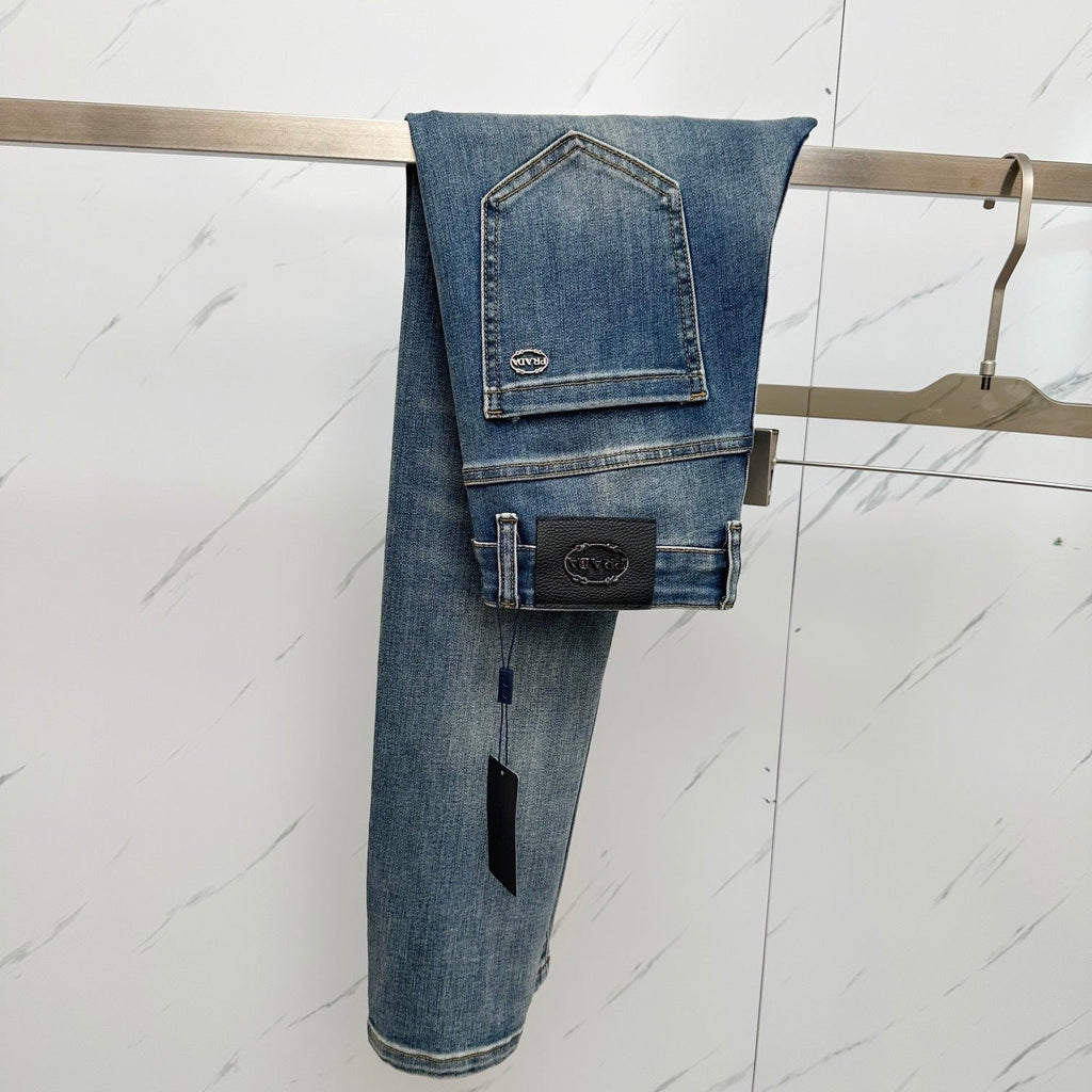 Pantalones vaqueros de mezclilla lavada premium para hombre