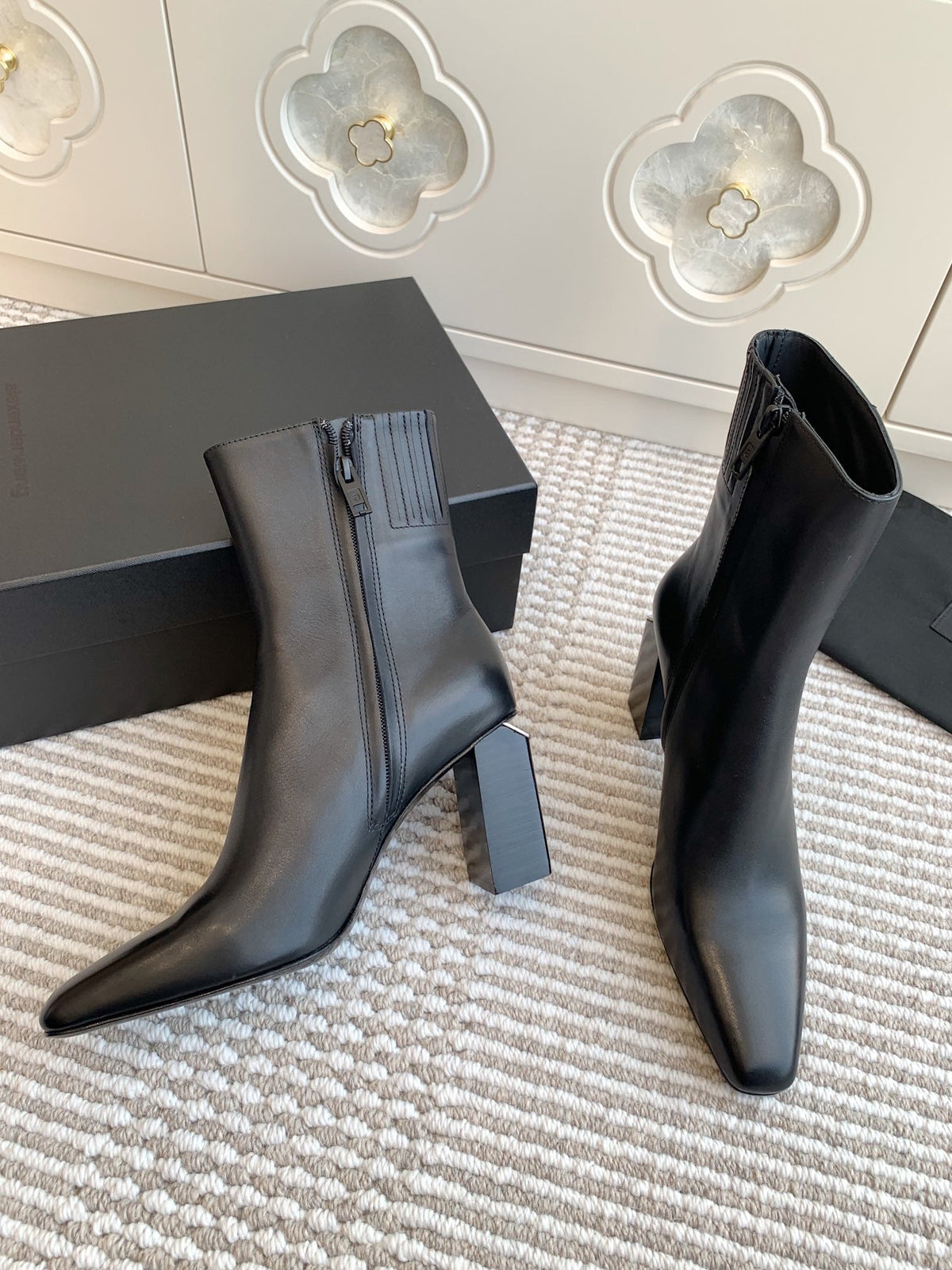 Botines de tobillo de punta cuadrada para mujer
