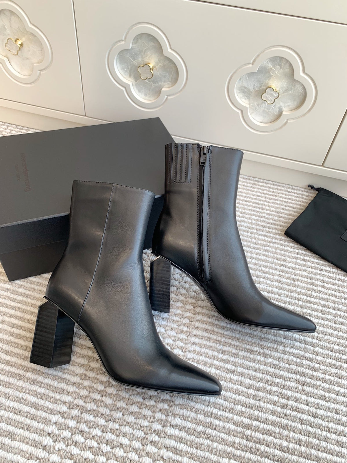 Botines de tobillo de punta cuadrada para mujer