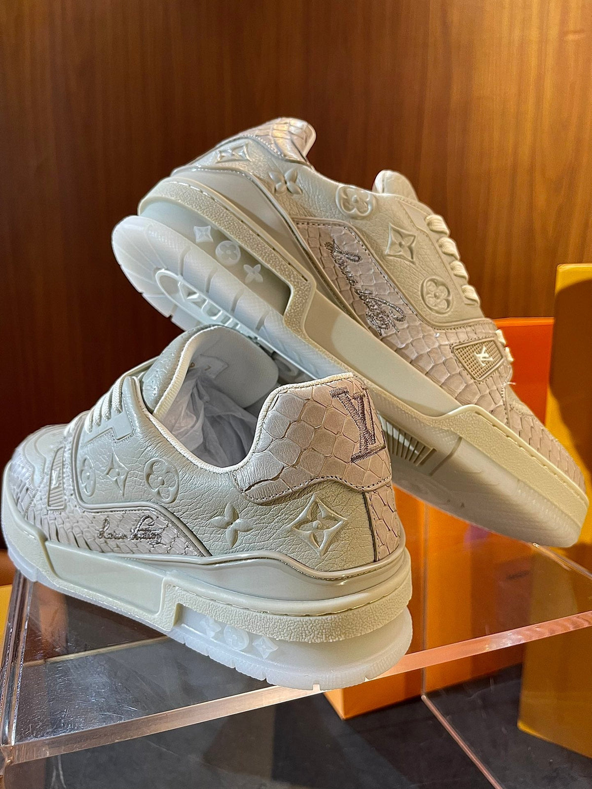 Limited Edition Snake Print Embroidered Sneakers