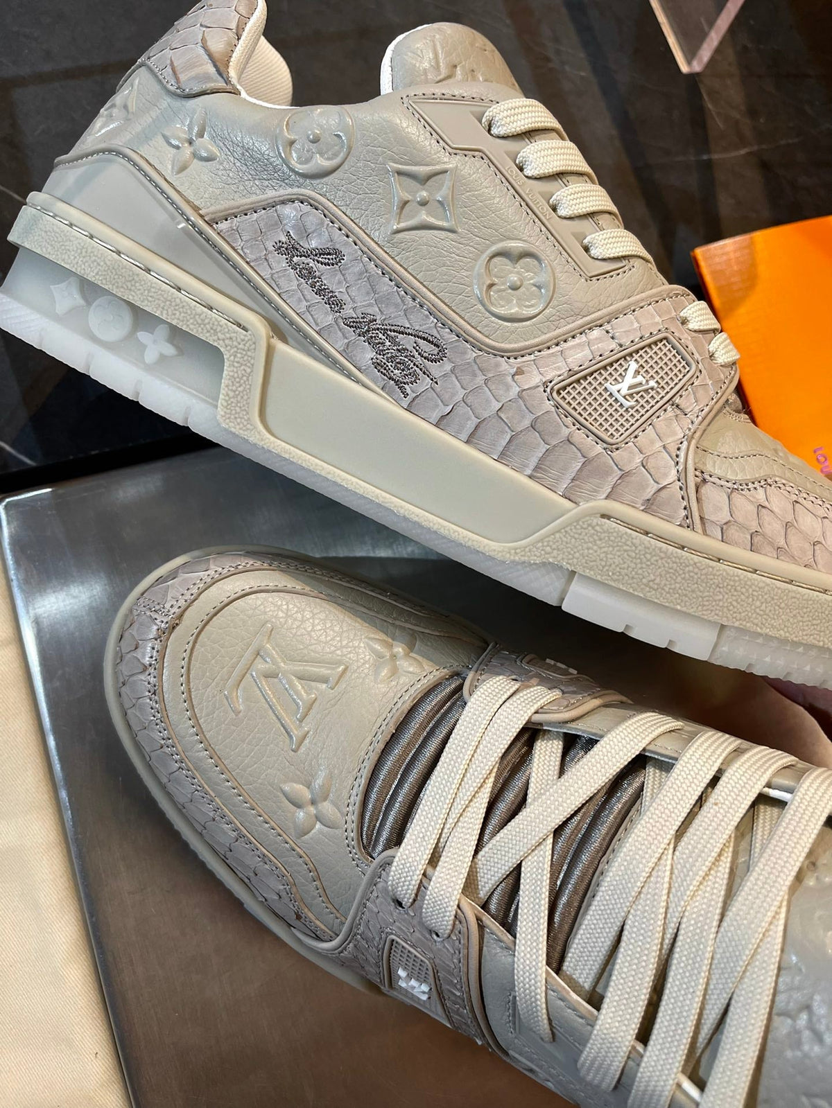 Limited Edition Snake Print Embroidered Sneakers