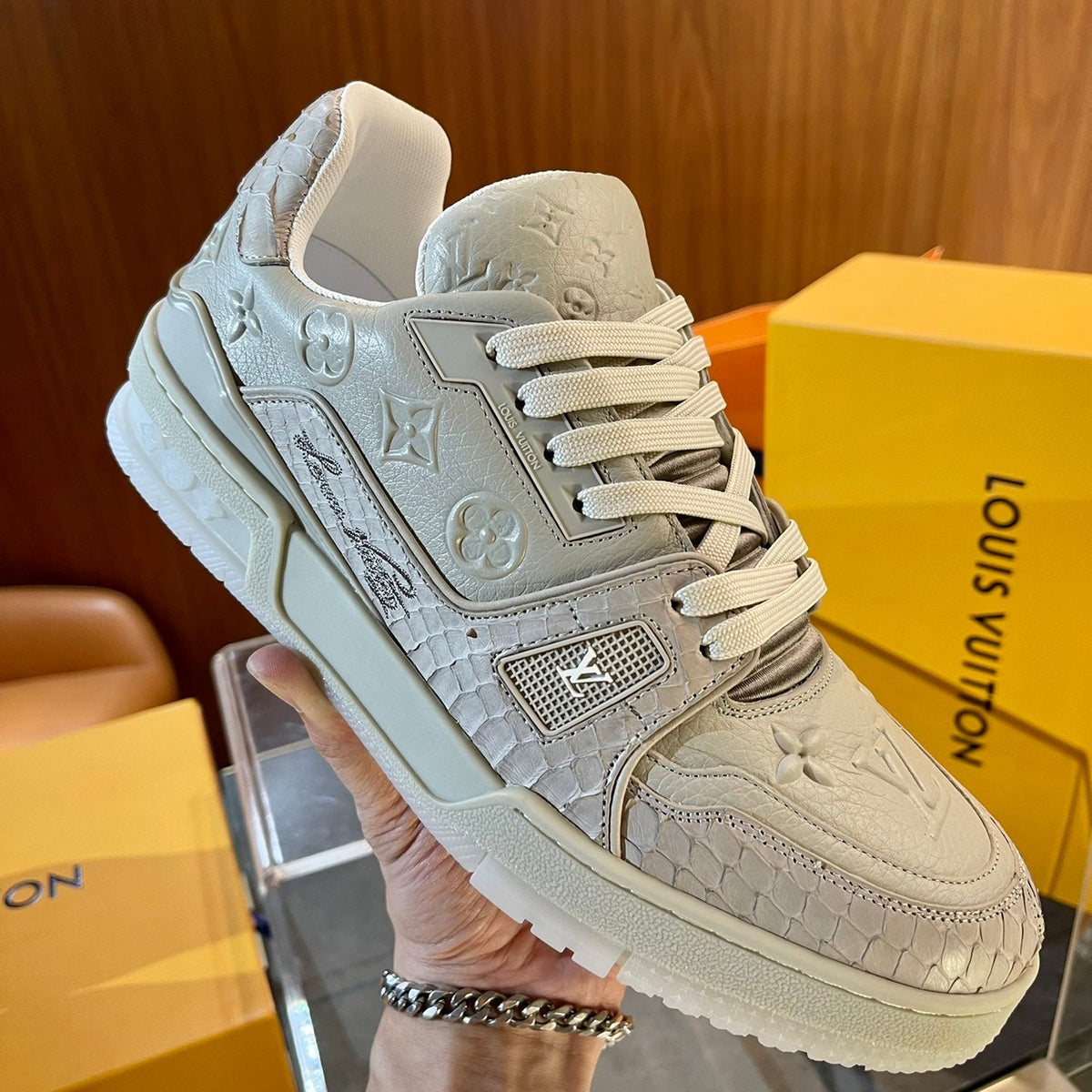 Limited Edition Snake Print Embroidered Sneakers