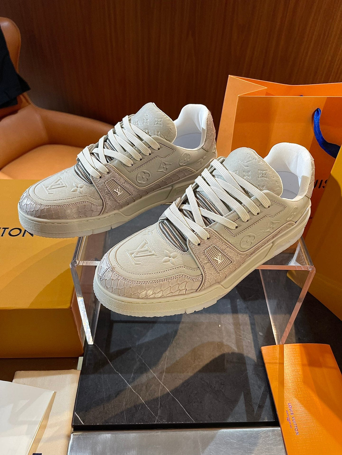 Limited Edition Snake Print Embroidered Sneakers