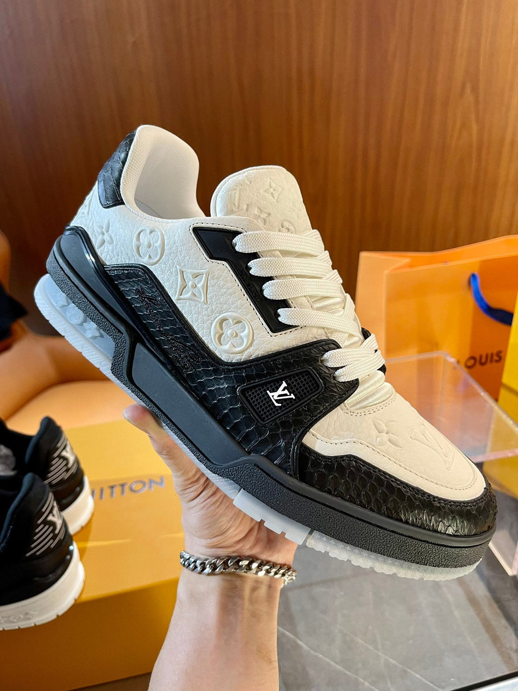 Limited Edition Snake Print Embroidered Sneakers