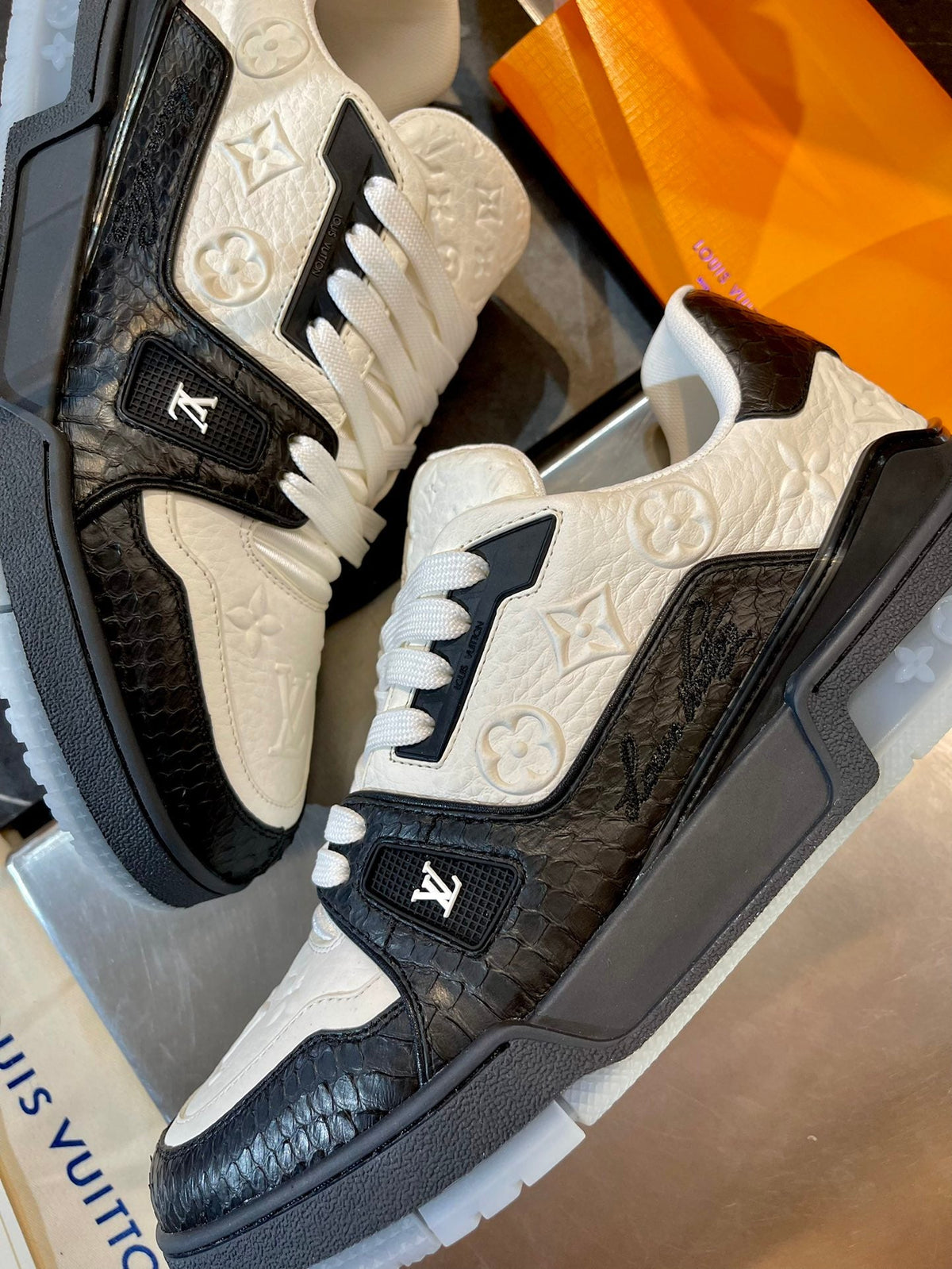Limited Edition Snake Print Embroidered Sneakers