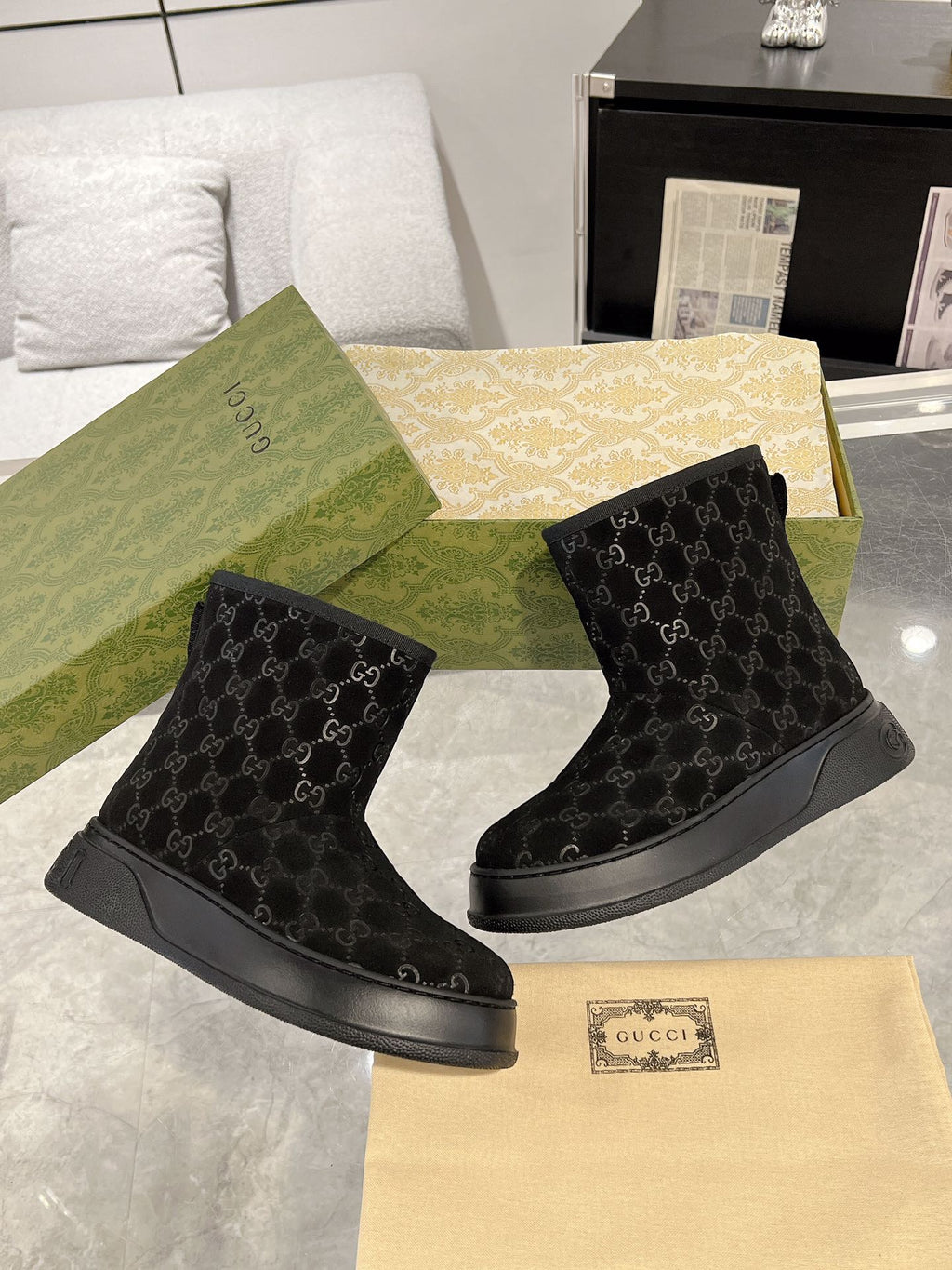 Botas de nieve de piel de oveja para mujer