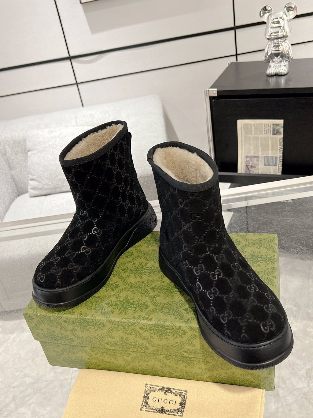 Botas de nieve de piel de oveja para mujer