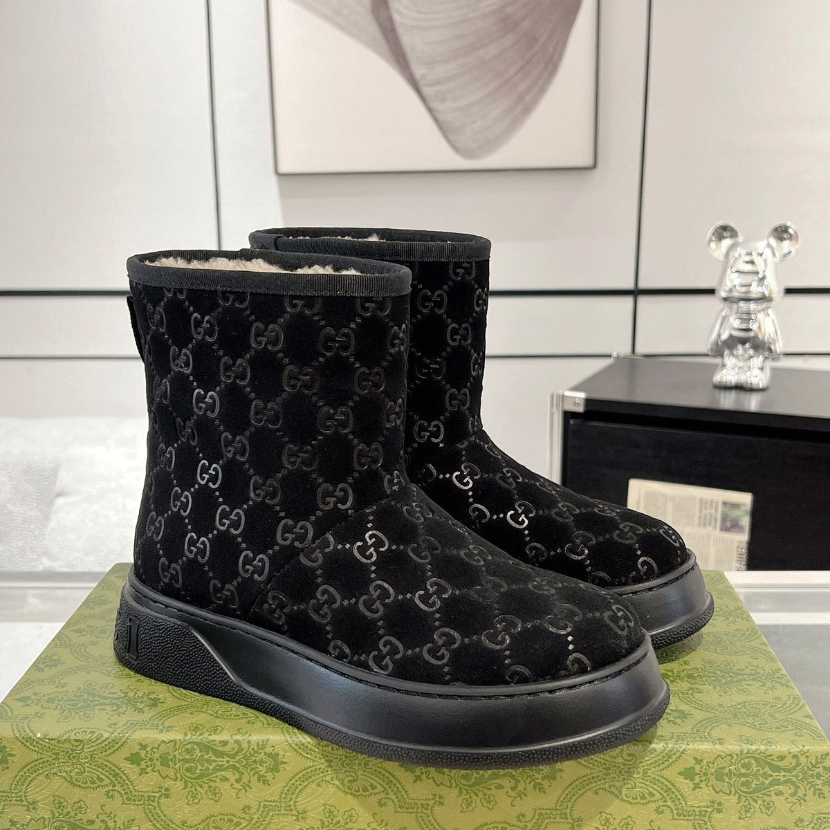 Botas de nieve de piel de oveja para mujer