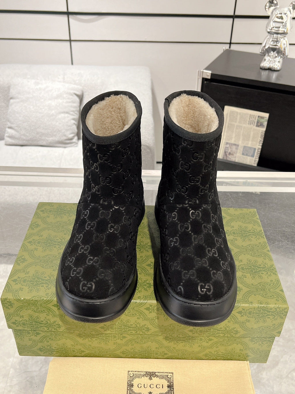 Botas de nieve de piel de oveja para mujer