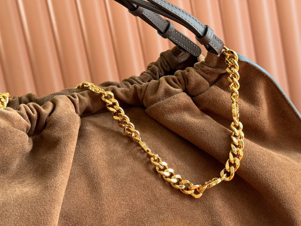 Bolso tote grande Blondie de ante marrón
