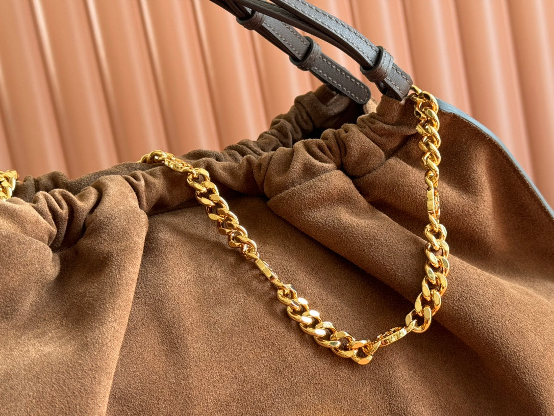 Bolso tote grande Blondie de ante marrón
