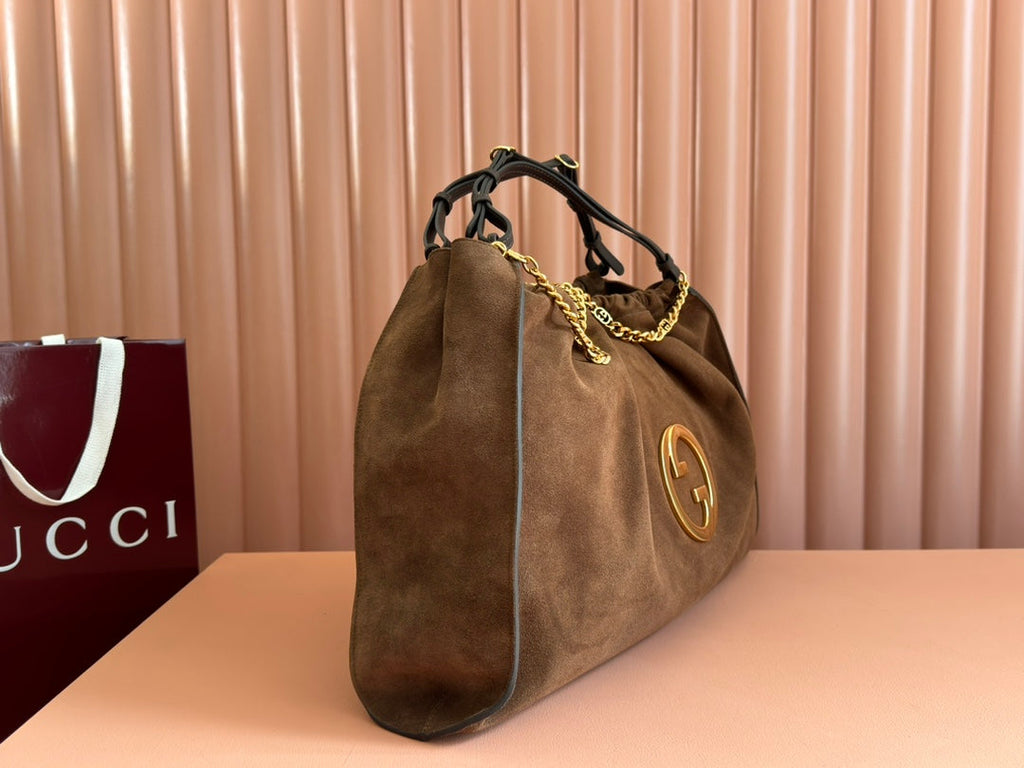 Bolso tote grande Blondie de ante marrón