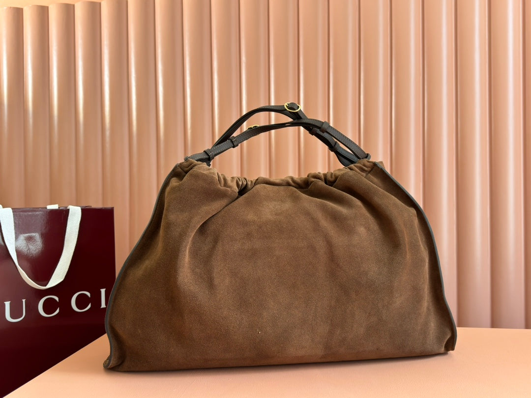 Bolso tote grande Blondie de ante marrón