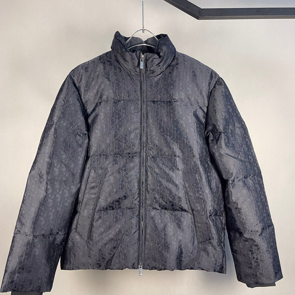 Chaqueta de plumón de ganso jacquard negra