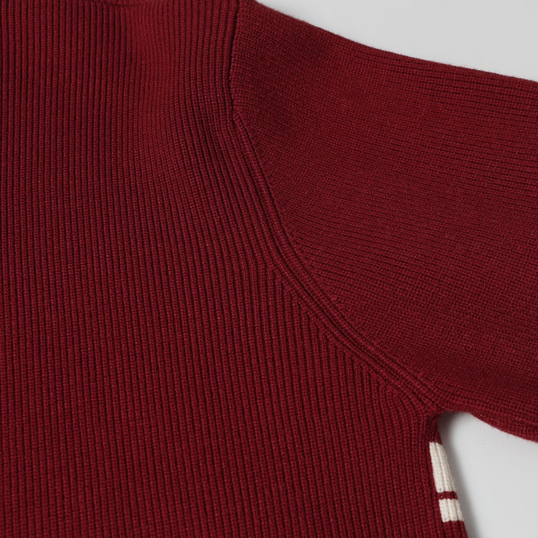 Suéter de cuello redondo de punto con logo jacquard
