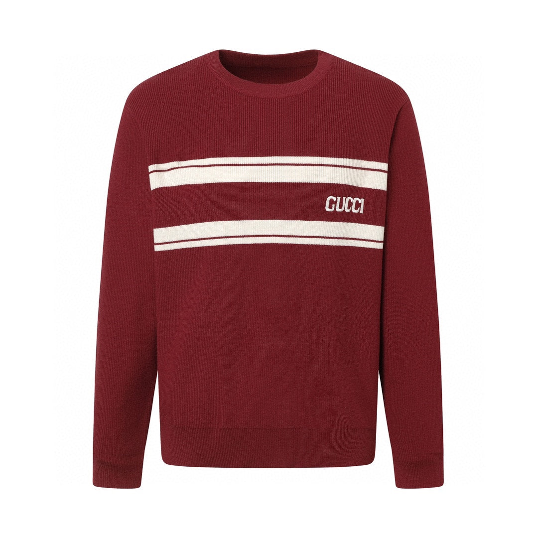 Suéter de cuello redondo de punto con logo jacquard